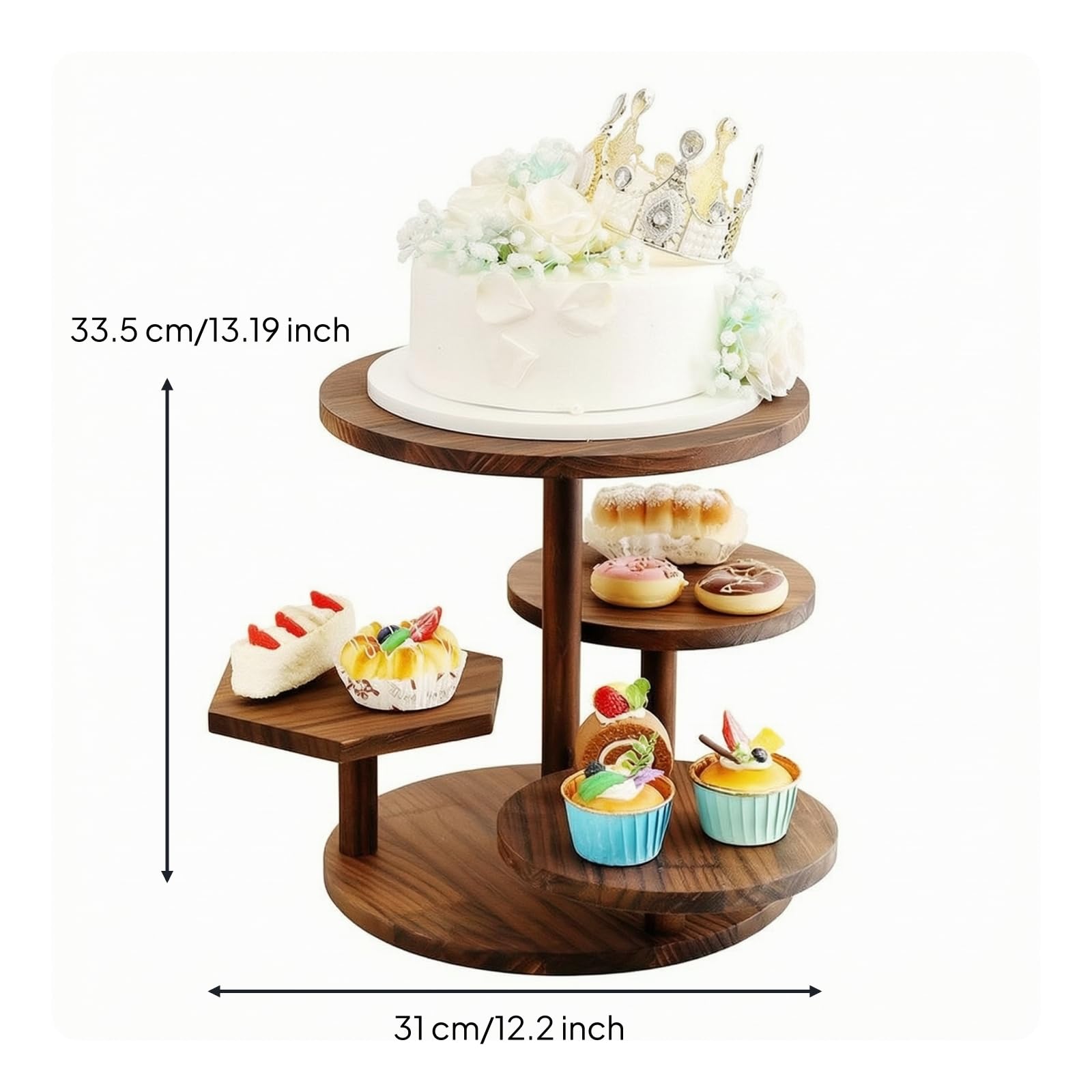 LOVIVER Présentoir à Dessert En Bois Élégant | présentoir En Bois, Robuste, pr collation D'anniverire, Tea Time, Pâtissiers