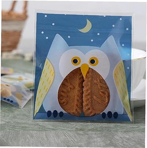 Miniatura 2 de Froiny 100 bolsas de regalo de dulces lindos bolsas de embalaje de fiesta de cumpleaños de búho de dibujos animados bolsas de plástico autoadhesivas