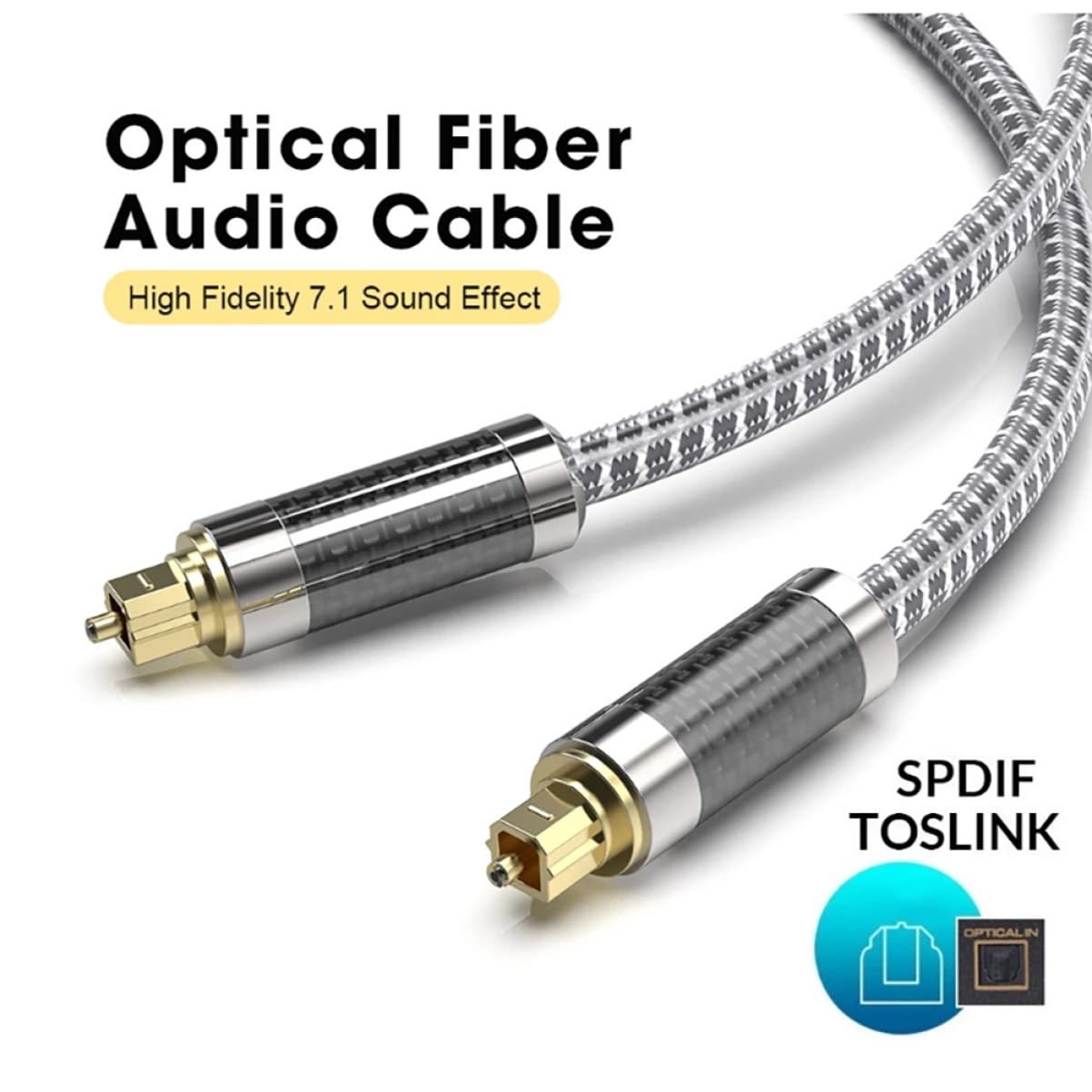 Tofficu Cavo Audio Ottico Digitale in Fibra 5m Nero per Tv