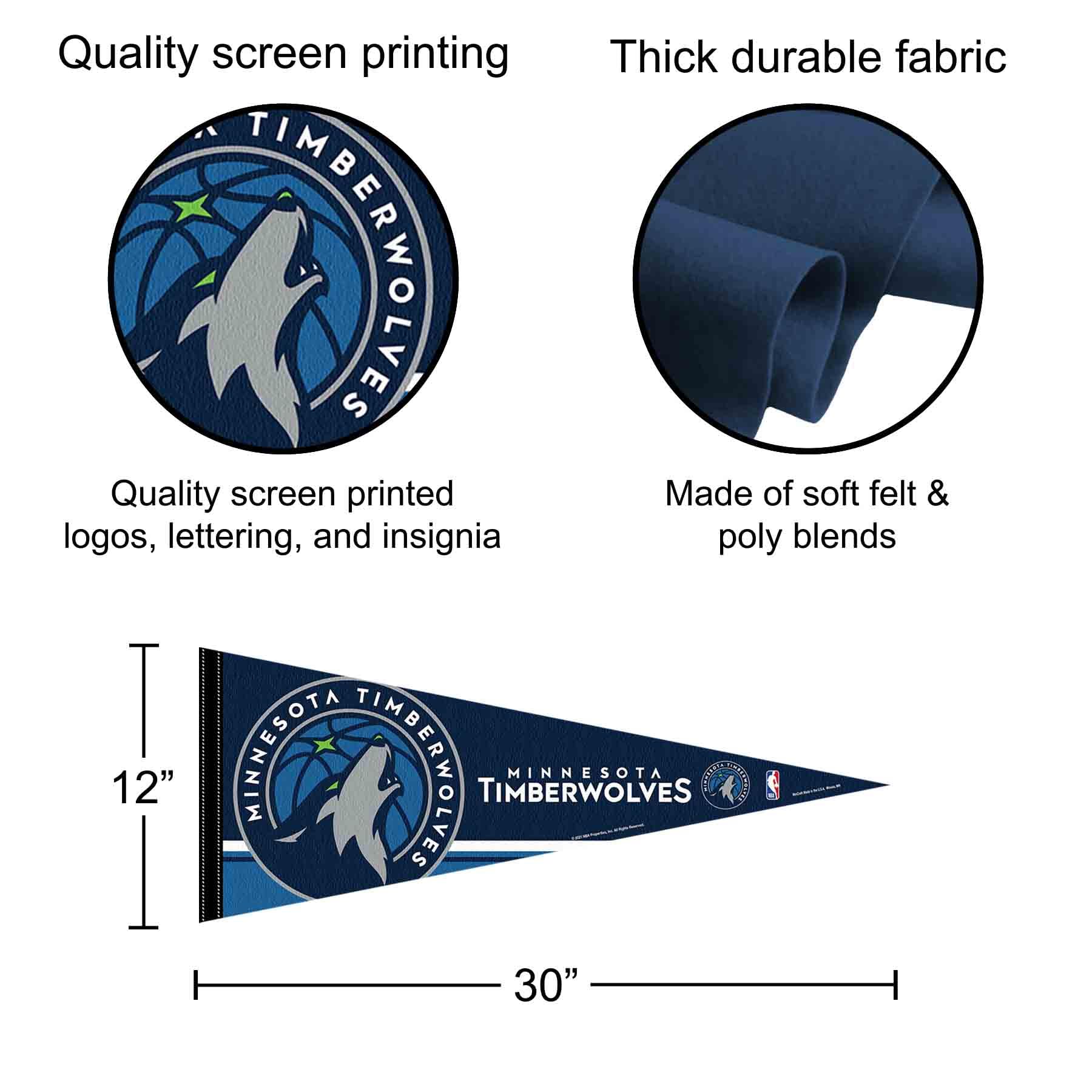WinCraft Minnesota Timberwolves Pennant Full Size 12" X 30"