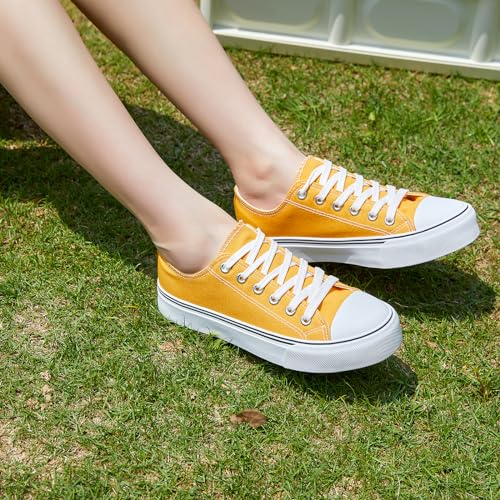 Image of ZGR Womens White Tennis Shoes for Women,Low Tops Lace up Canvas Sneakers