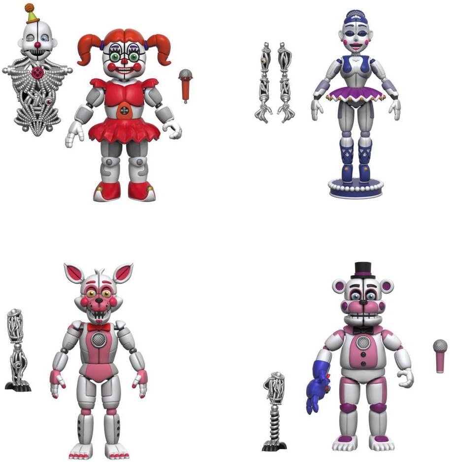Five Nights at Freddy's! 5" Articulated Action Figures - Baby, FT Foxy, FT Freddy, Ballora Set of 4! (Ennard)