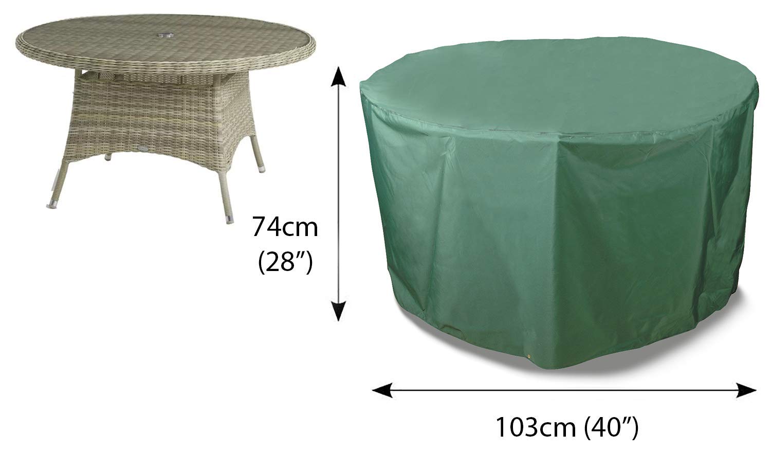 Bosmere Ochraniacz 6000 | Okrągły pokrowiec na stół ogrodowy | D 102 cm wys. 71 cm | 100% wodoodporny, chroniony przed promieniowaniem UV, wytrzymały 600D | 6 lat | C540