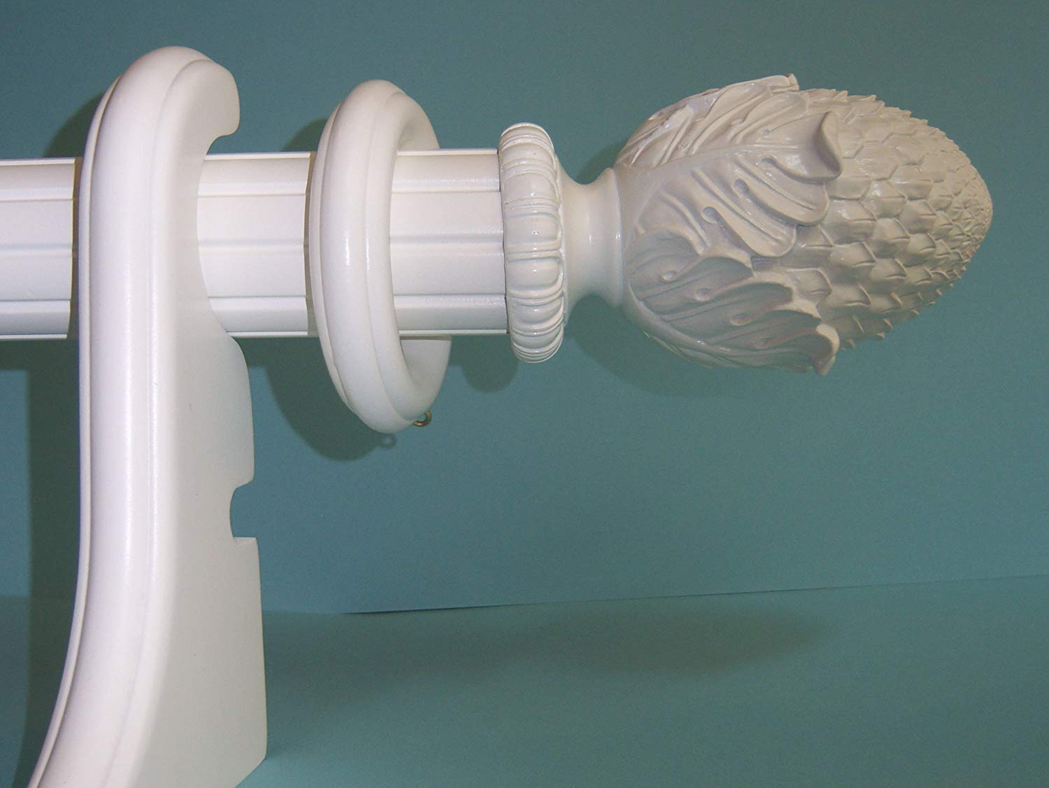 2 inch Solid Wood Pole Rings for Window Drapes, White Finish