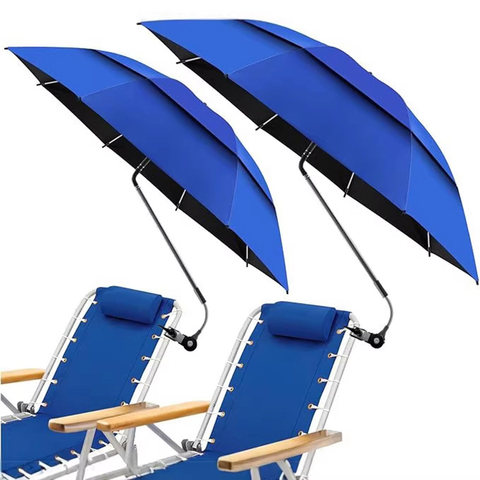 2PCS Stuhl Sonnenschirm mit Universal-Klemme 48.6inch Sonnenschirm für Strandstühle mit UV Schutz UPF 50+ 360 ° verstellbare Tragbarer Clip-Regenschirm für Kinderwagen/Angeln Stuhl/Golf Trolley Cart