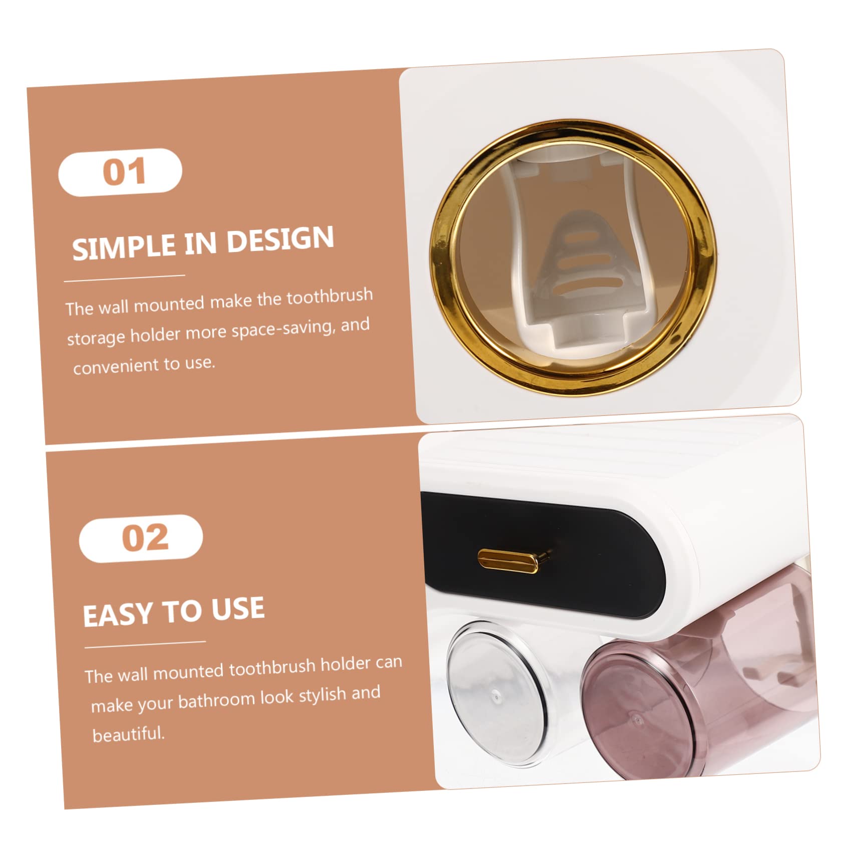 Estante de Pared para Cepillos de Dientes y Accesorios de Baño en Plástico Negro, Diseño Simple y Funcional para Almacenamiento Organizado Baño