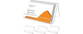 MaxGear Acrylic Business Card Holder for Desk, Multiple Premium Business Card Stand for Workspace, Clear Plastic Name Cards Display Holder for Exhibition, Home and Office, Capacity: 50 Cards, 3 Pack