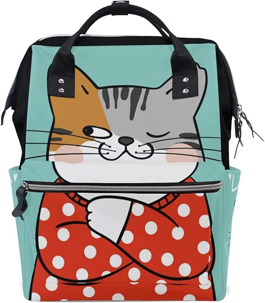 Draw Cute Cat Bag Backpack Large Capacity MutiFunction Travel Canvas