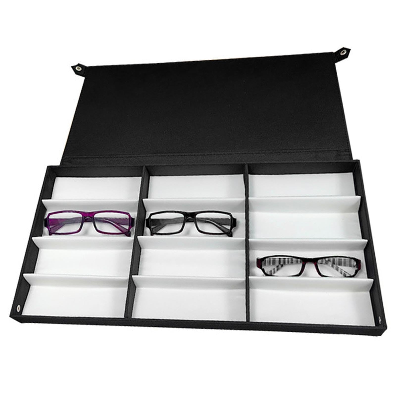 Boîte de Présentation pour Lunettes à 12 Compartiments, étui à Lunettes Tendance pour Table Ou Dressing