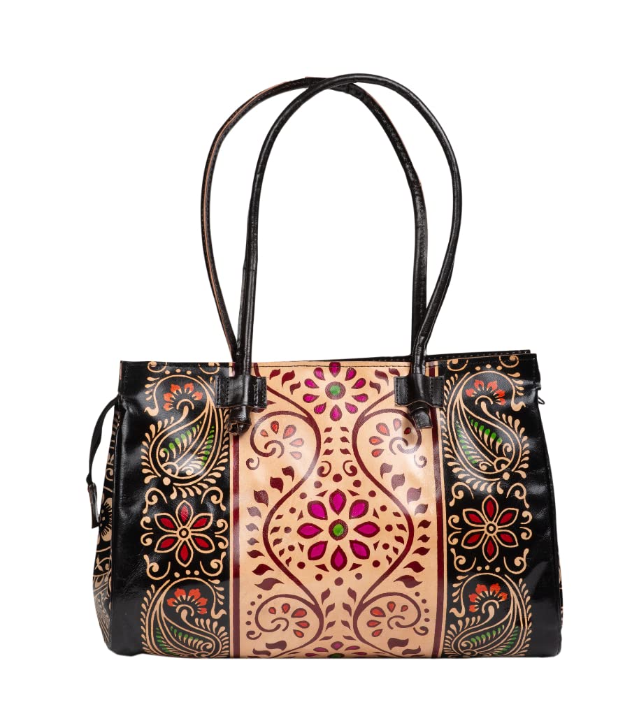 Chitrahar Batik Printed Shantiniketan Leather Shoulder Bag (Black) (B09SDH5RLY) Amazon Price History, Amazon Price Tracker