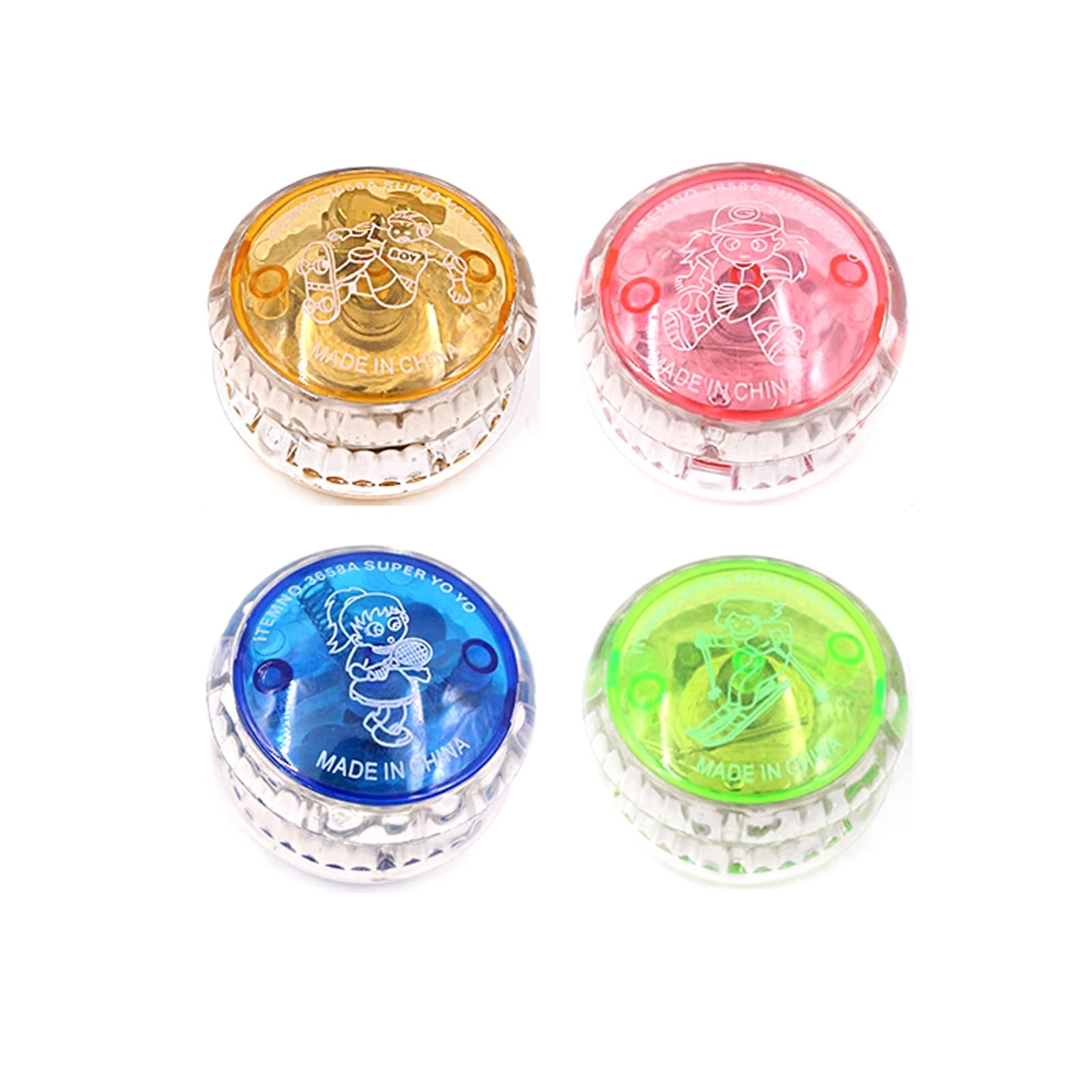 4 Pack Light Up Yo Yo Balls, Flashing Responsive Yoyo Toys for Kids, Colorful LED Light Up Yoyo, Perfect for Beginners, Party Favors, and Fun Trick Play for Kids