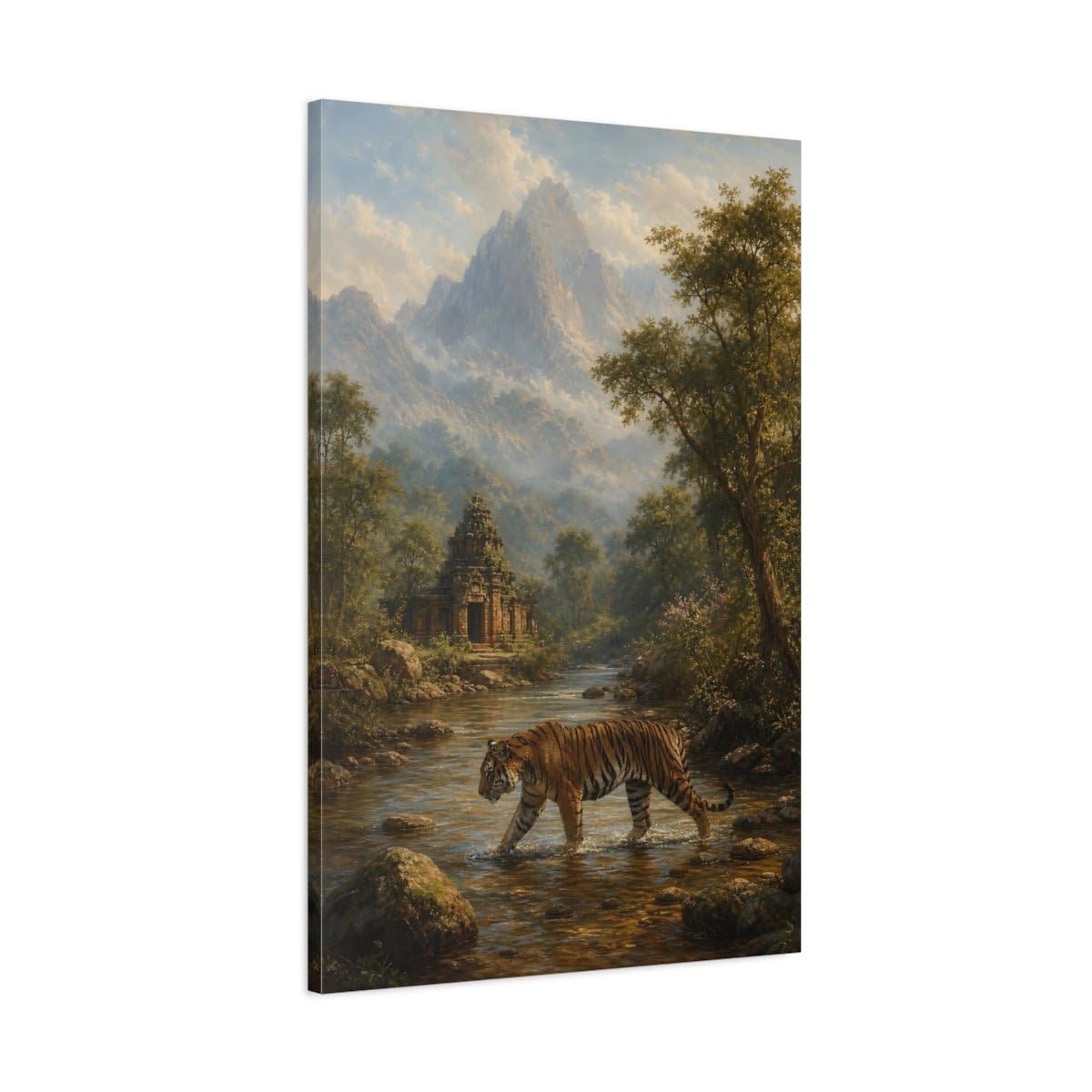 Toile tigre brume bleue 60x90 cm pour salon et console - 8