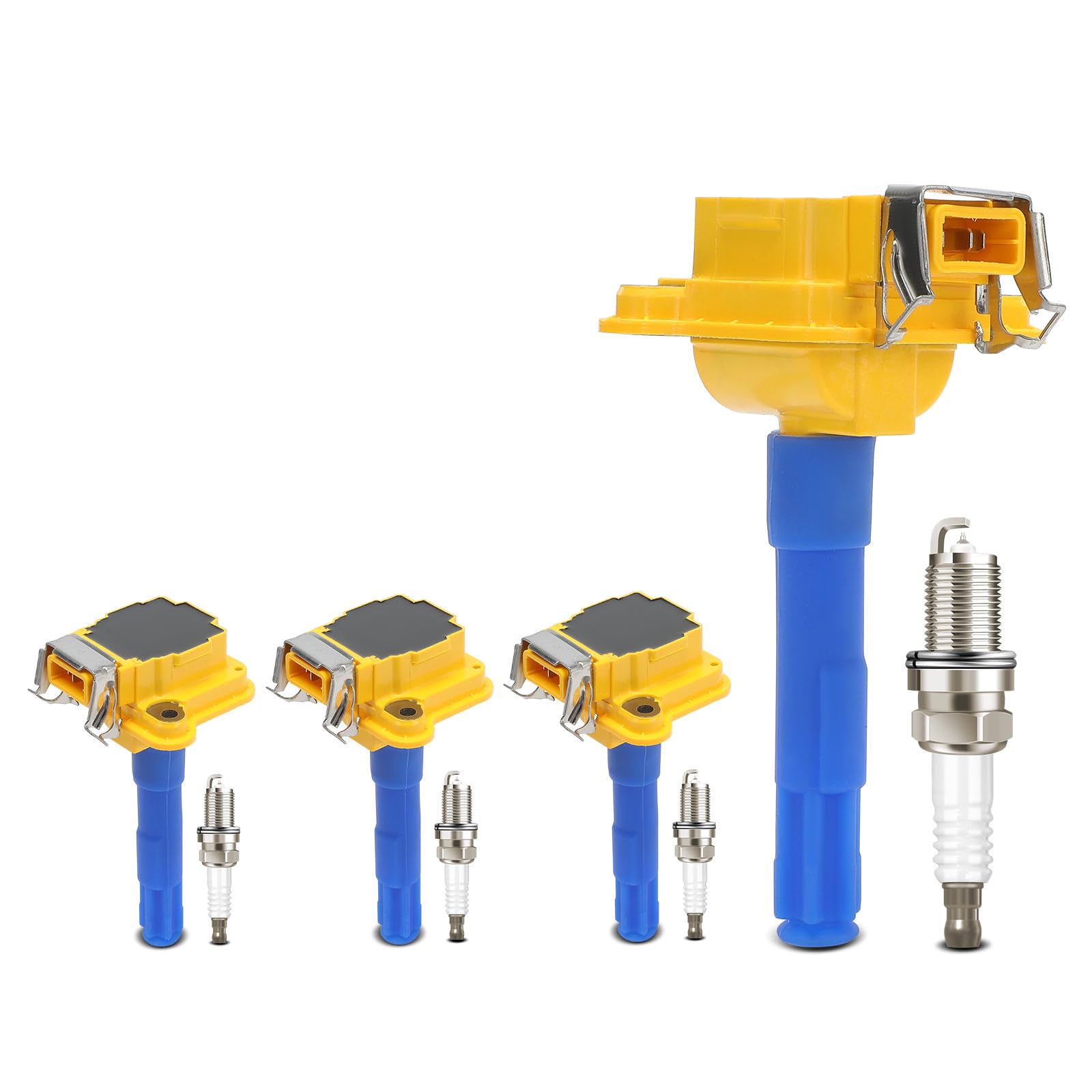 Frankberg 4 bobinas de encendido + 4 bujías de 3 Polos para gasolina | Compatible con: P.a.s.s.a.t Variante 3B5, A6 Avant 4A5, Golf IV Variante 1J5, A.l.h.a.m.b.r.a 7V8 7V9, A4 Avant 8D5
