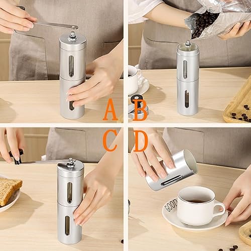 Miniatura 8 de Portable Hand Coffee Grinder Stainless Steel Grinding Thickness Lightweight Manual Bean Mill for Home Camping Office Use
