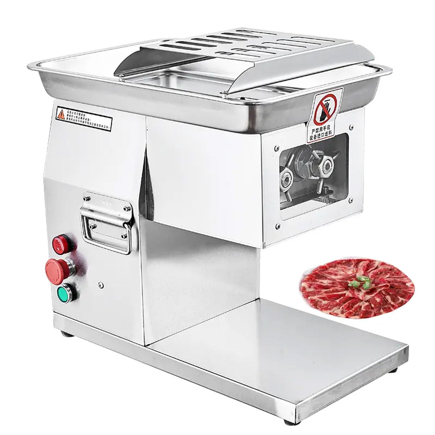 Krajalnica do mięsa 800 W, 250 kg/h, komercyjna elektryczna maszyna do krojenia mięsa ze stali nierdzewnej, ostrze 3,5 mm, z okienkiem, maszyna do mielenia do restauracji, delik(