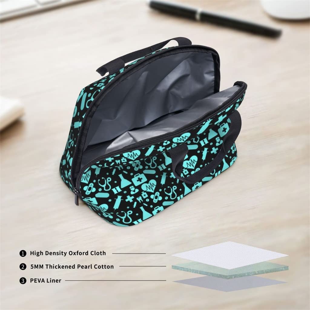 Bento Lunch Box Bag, Scatole for la conservazione degli alimenti, Borsa da viaggio Borse for il pranzo isolate Custodia for alimenti for cartoni animati da donna Forma a conchiglia Cooler Warm Bento B