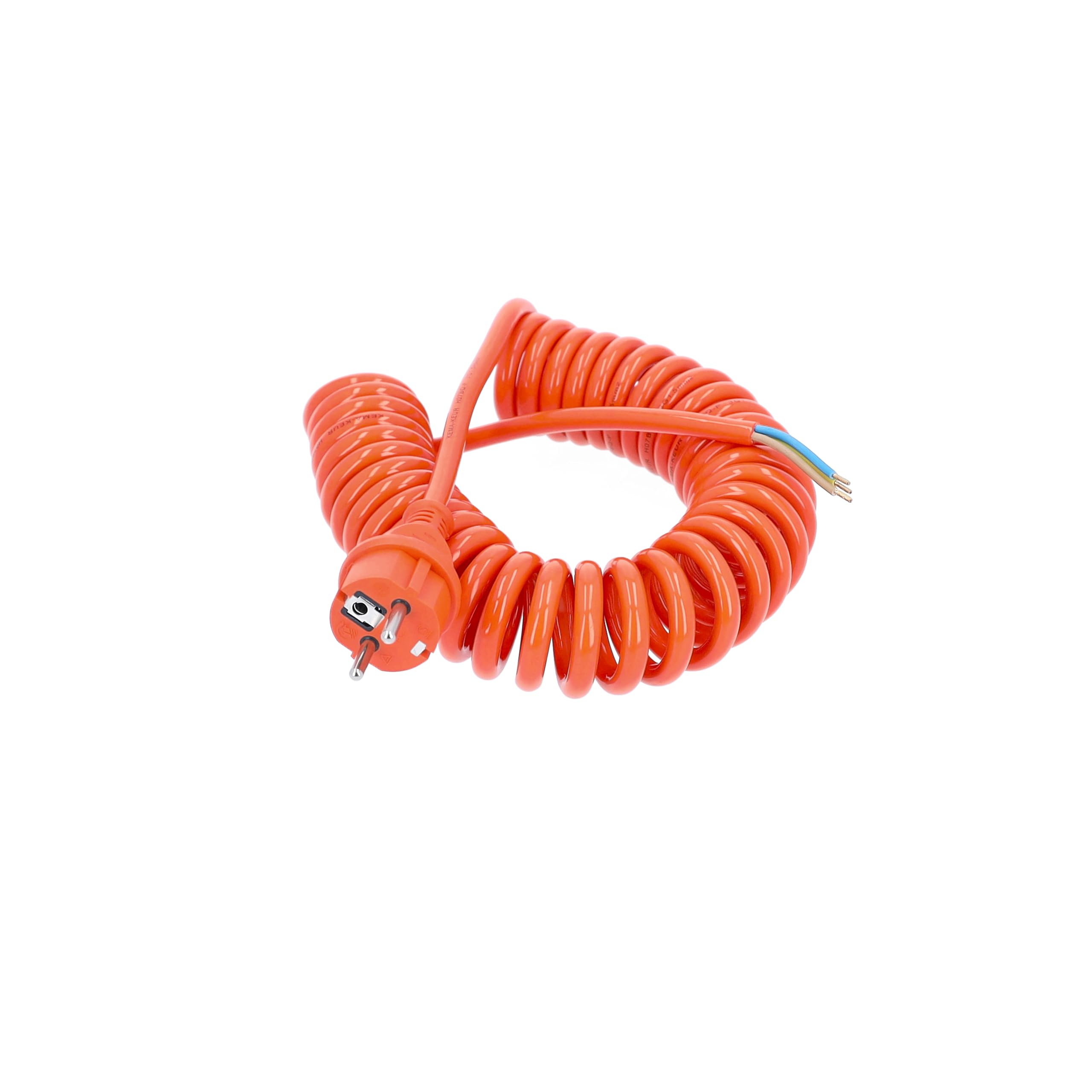 as - Schwabe Spiralkabel Anschlussleitung 1m Grundlänge, auf ca. 5m dehnbar, Baustellenleitung H07BQ-F 3G1,5 aus Polyurethan 230V, 16A - Schutzkontaktstecker, Ende 50 mm abgemantelt, Orange, 70430