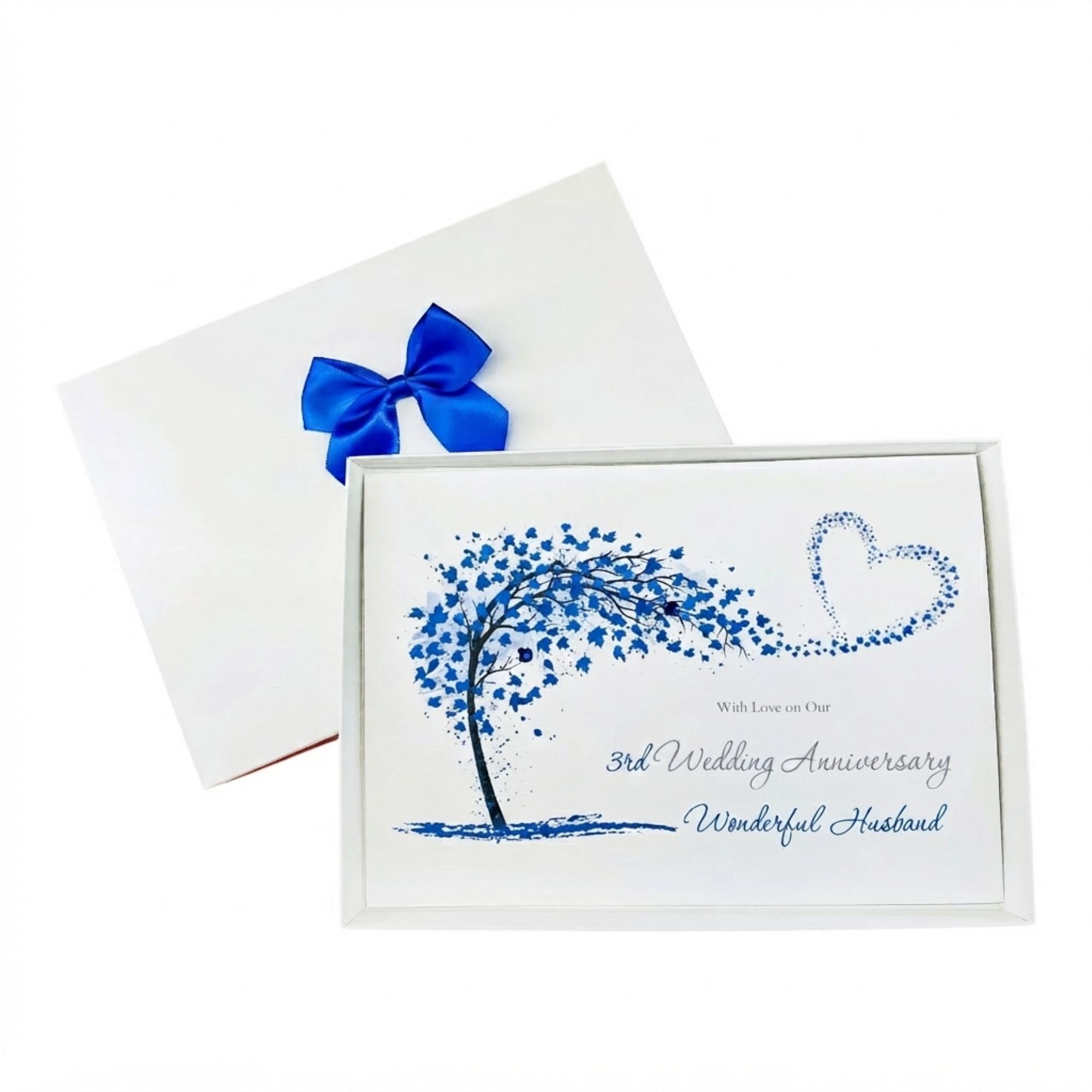 Husband 3rd Wedding Anniversary Card Personalised Leather 3 Years - SH 448