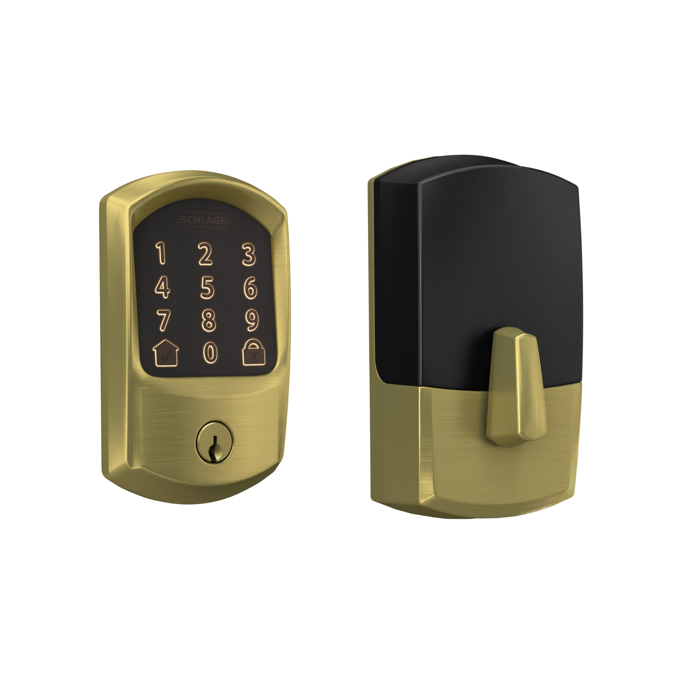 Encode Smart WiFi Deadbolt Lock for Front Door - Keyless Entry with App or Touchscreen - Works with Alexa, Hey Google, & Airbnb - Create Codes for Guests - Satin Brass