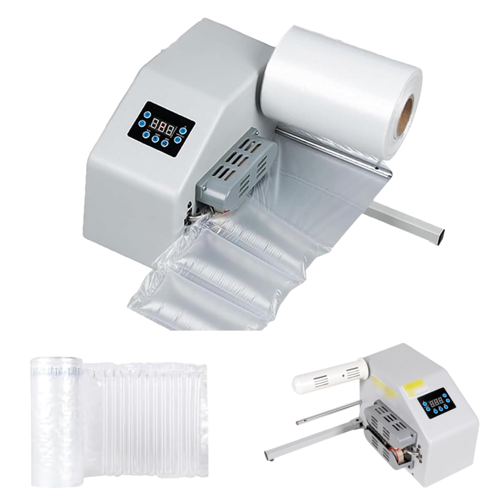 FHRKA Air Pillow Machine for Packaging, Portable Air Cushion Machine with Heat Sealing, 16m/Min Speed, High-Speed Sealing (White)