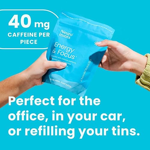 Miniatura 2 de NeuroGum Energy Caffeine Mints (180 piezas) – Sin azúcar con L-teanina + cafeína natural + vitamina B12 y B6 – Suplemento nootrópico de energía y