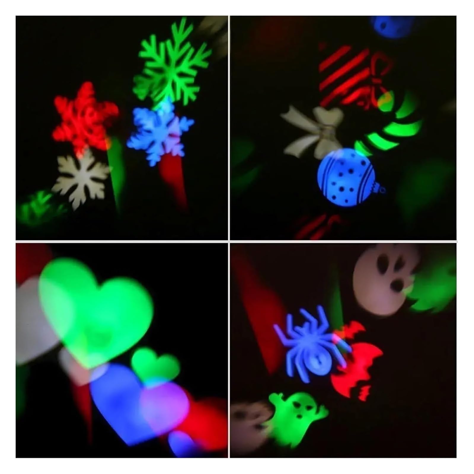 Proyectores para exteriores, Iluminación for DJ con forma de corazón, araña, nieve, lazo, murciélago, fiesta, lente 4 patrones, espectáculo luces