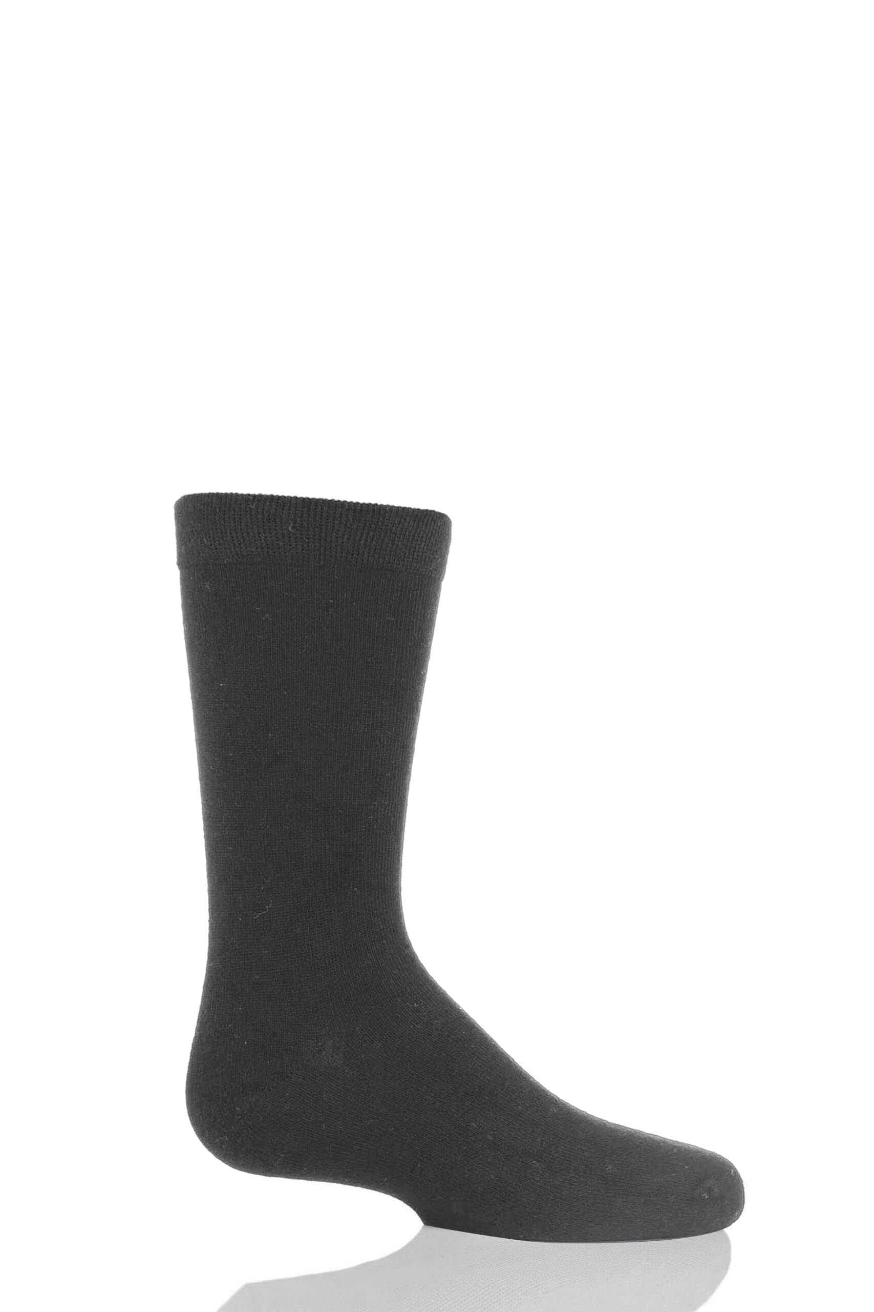 SockShop Kids’ Bamboo Socks with Comfort Cuff and Hand Linked Toes, Plain Bright Solid Striped Colours, Soft and Breathable, 1 Pair Pack - Grey 12.5-3.5 Kids
