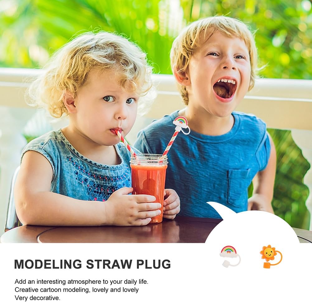 PRETYZOOM Silicone Straw Protection Plugs 2-Pack Reusable Straw Covers for 0.24-0.31 Inch Diameter Straws Splash-Proof Airtight Caps for Outdoor and Home Use