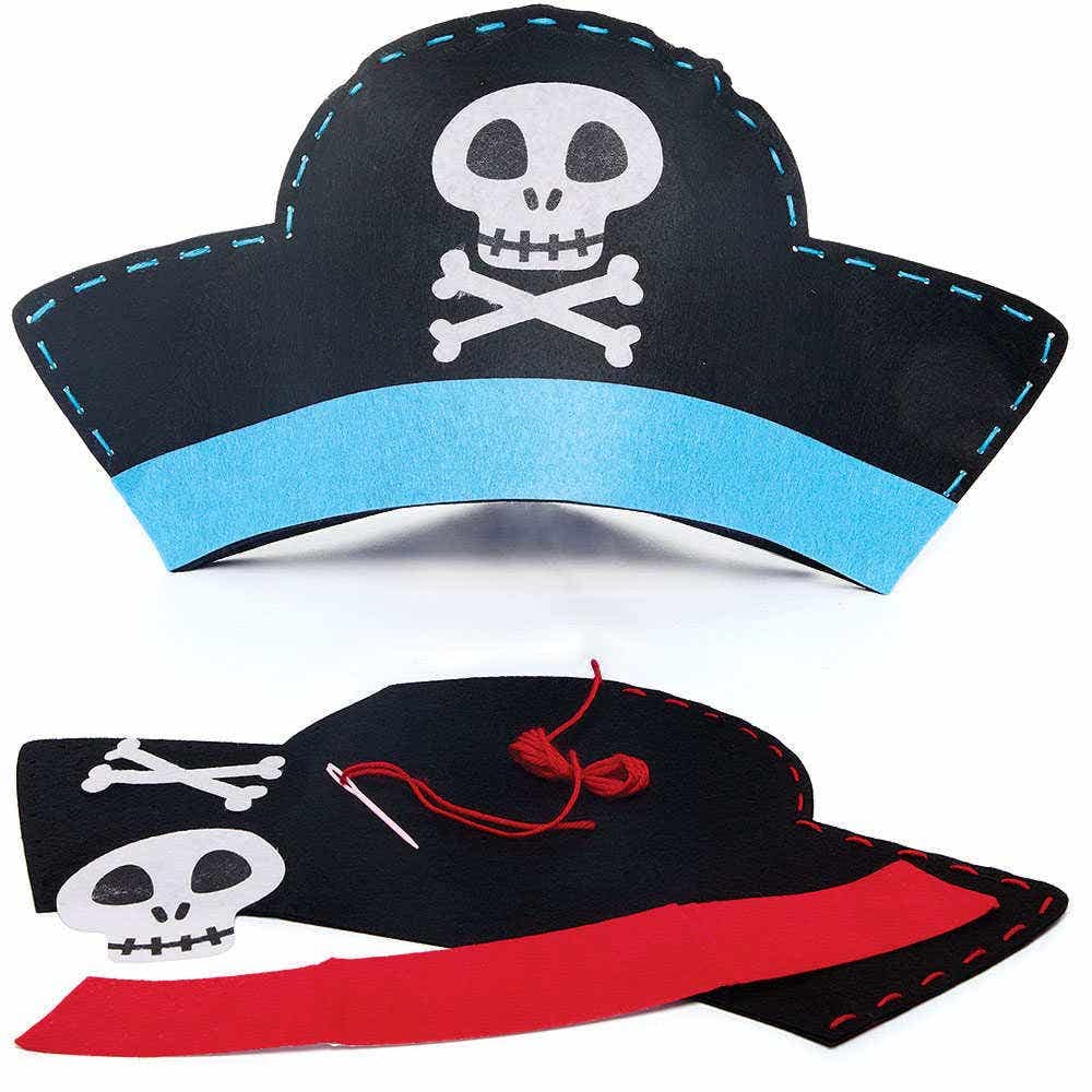 Baker Ross FC904 Pirate Hat Felt Sewing Kits - Pack of 3, Craft Kits for Kids, Sewing Crafts for Kids