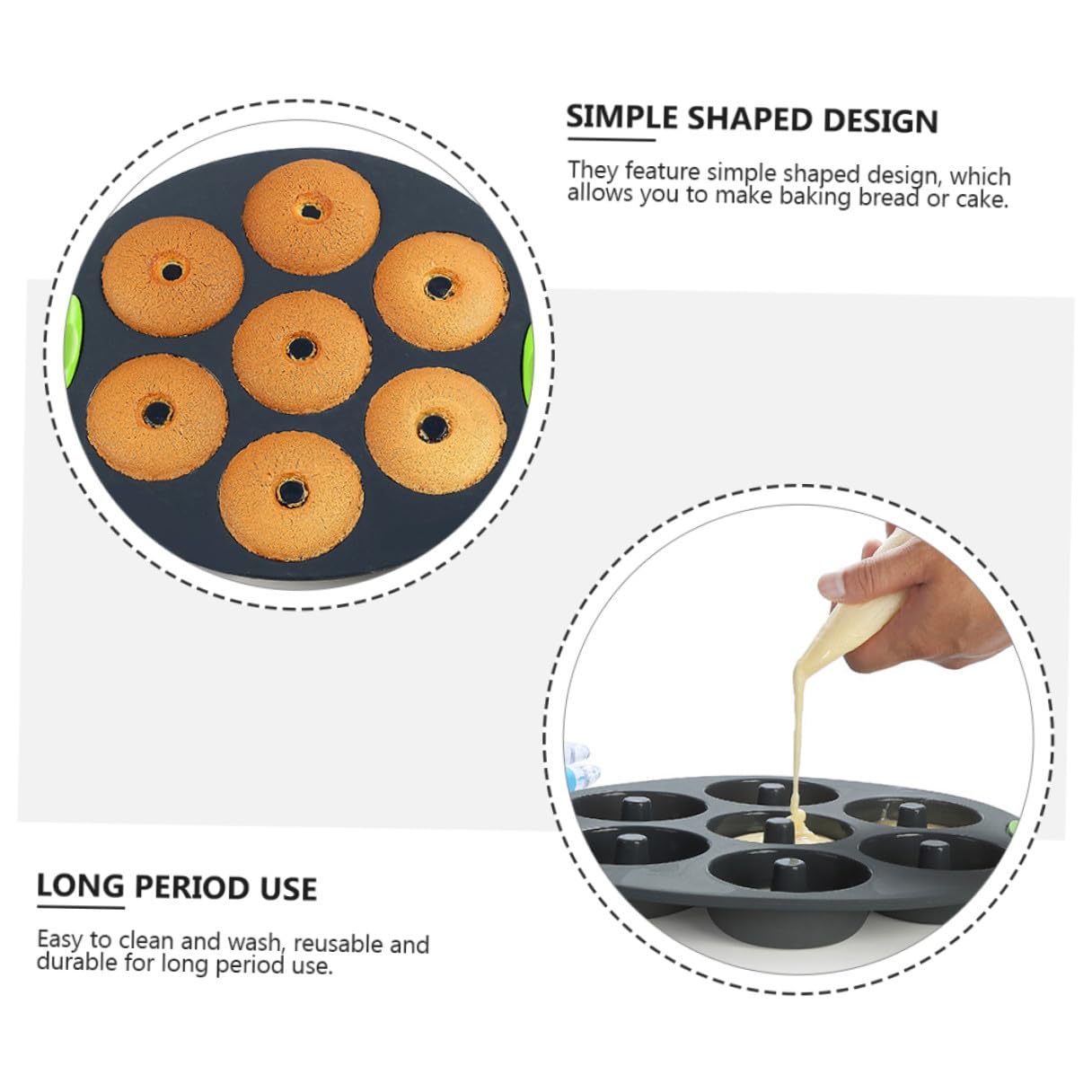 UKCOCO Kit de Moldes de Silicona para Repostería 5 Piezas, Molde para Pastel DIY Resistente a Altas Temperaturas, Color Gris, Apto para Horno y Refrigerador, Adecuado para Cocina Casera
