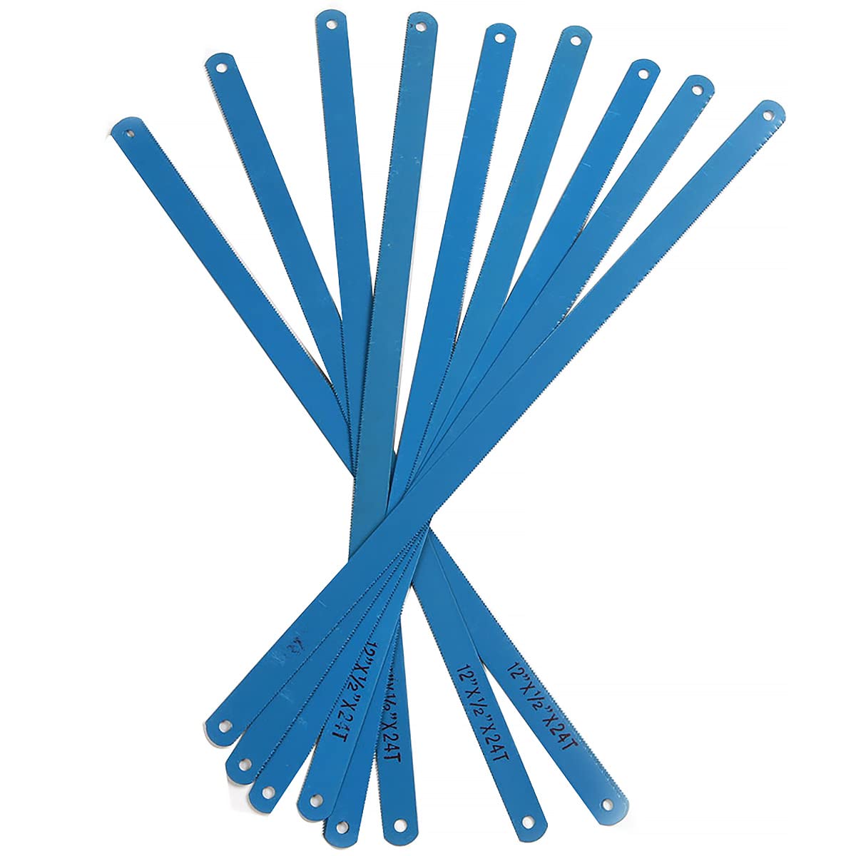 10 hojas de sierra de acero al carbono azul 24TPI de 300 mm, hoja de sierra de repuesto, herramientas de corte de metal multifuncionales para proyectos de bricolaje