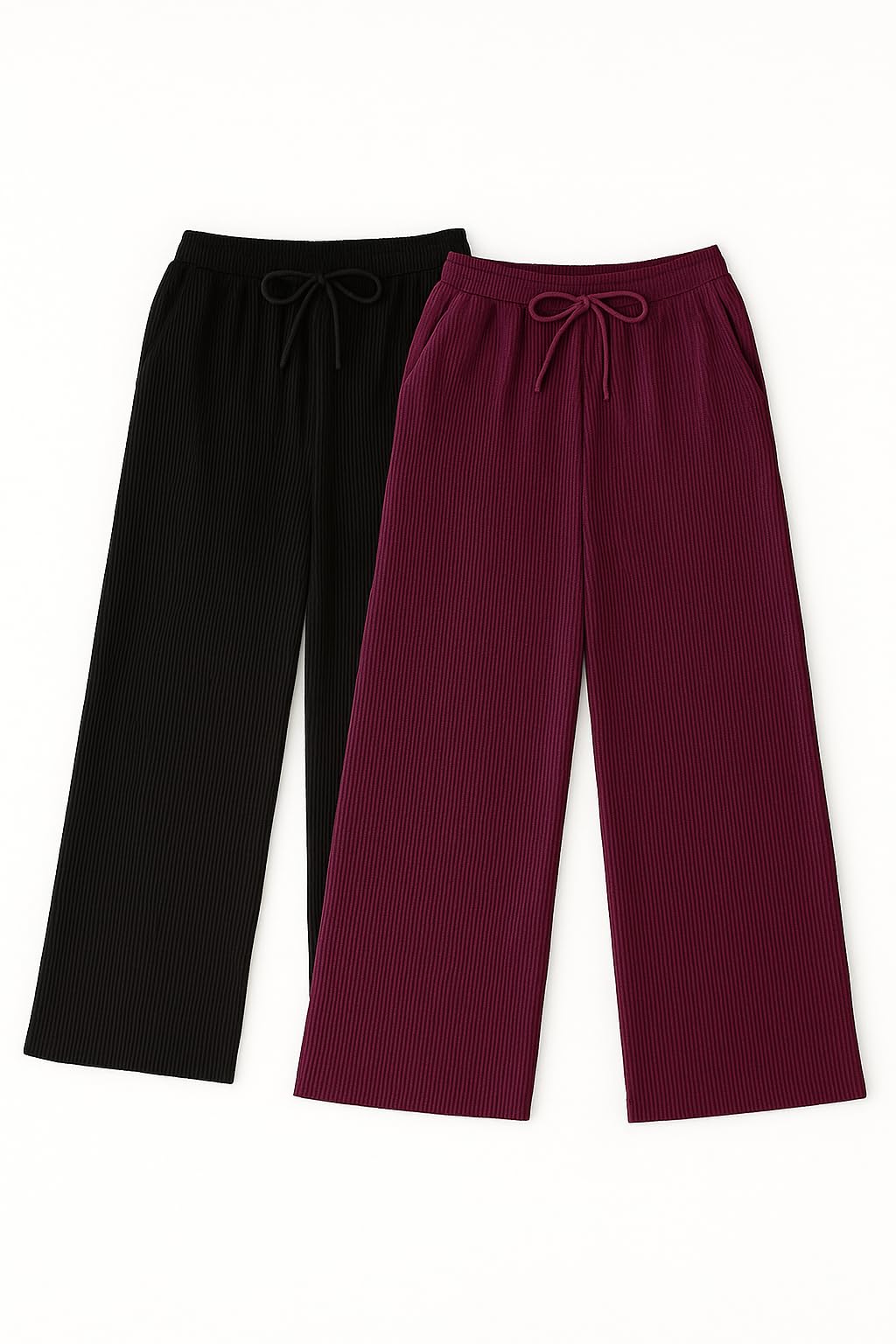 Women Pyjama Pants Pack of 2 Cotton Lounge Pants Elastic Waist Drawstring Nightwear Sleepwear Soft Comfortable Daily Wear Bottoms-image-20
