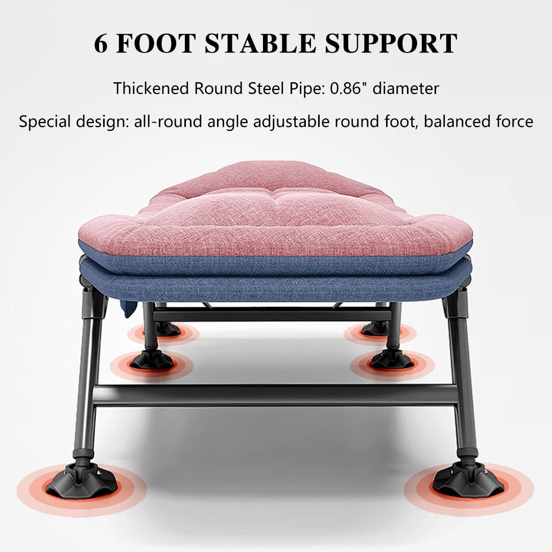 Campingbett Klappbar Feldbett XXL 190x65x30cm Campingliege Extra Breit Faltbar Leicht 5-Fach Verstellbar Rückenlehne Karpfenliege Outdoor Indoor Garten Rosa