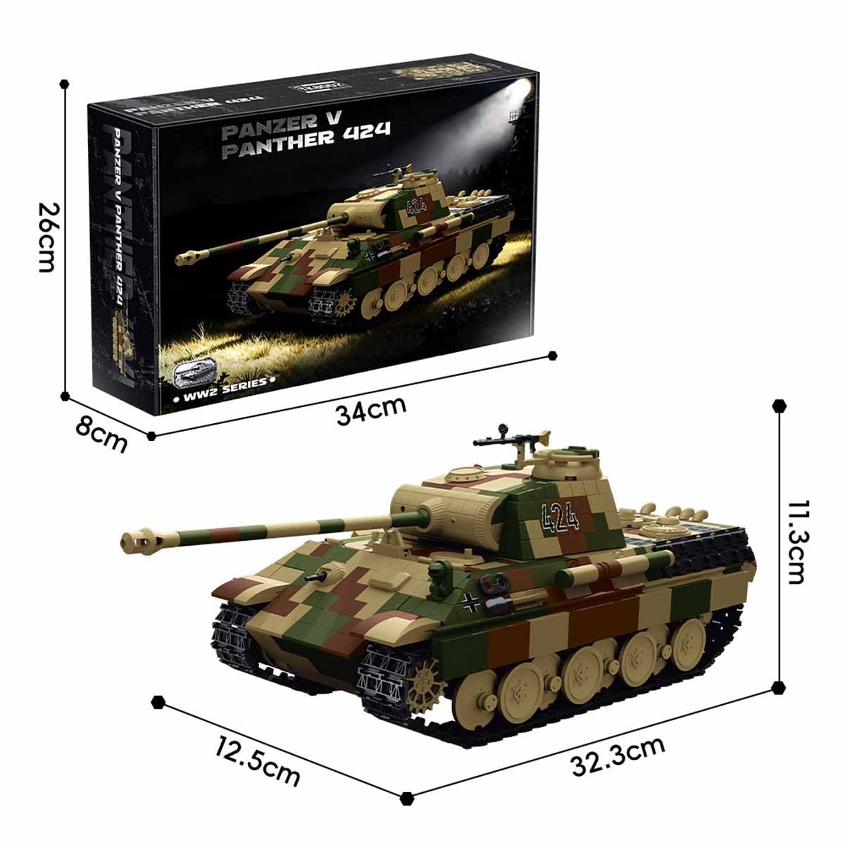 Panther Panzer Bausteine Set, 1675 Teile Militärische Panther Tank Modell Baustein Spielzeug, Bachman Panther Panzer Klemmbausteine, WW2 Militär Fahrzeug Bausteine Spielzeug