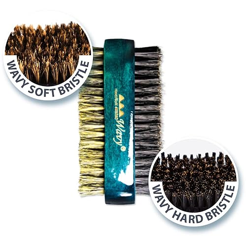 Vista 18 de Beauty Town Cepillo ondulado de 2 caras: cepillo de pelo de cerdas de jabalí duro y suave de doble cara, unisex, diseñado para hombres, 360 ondas