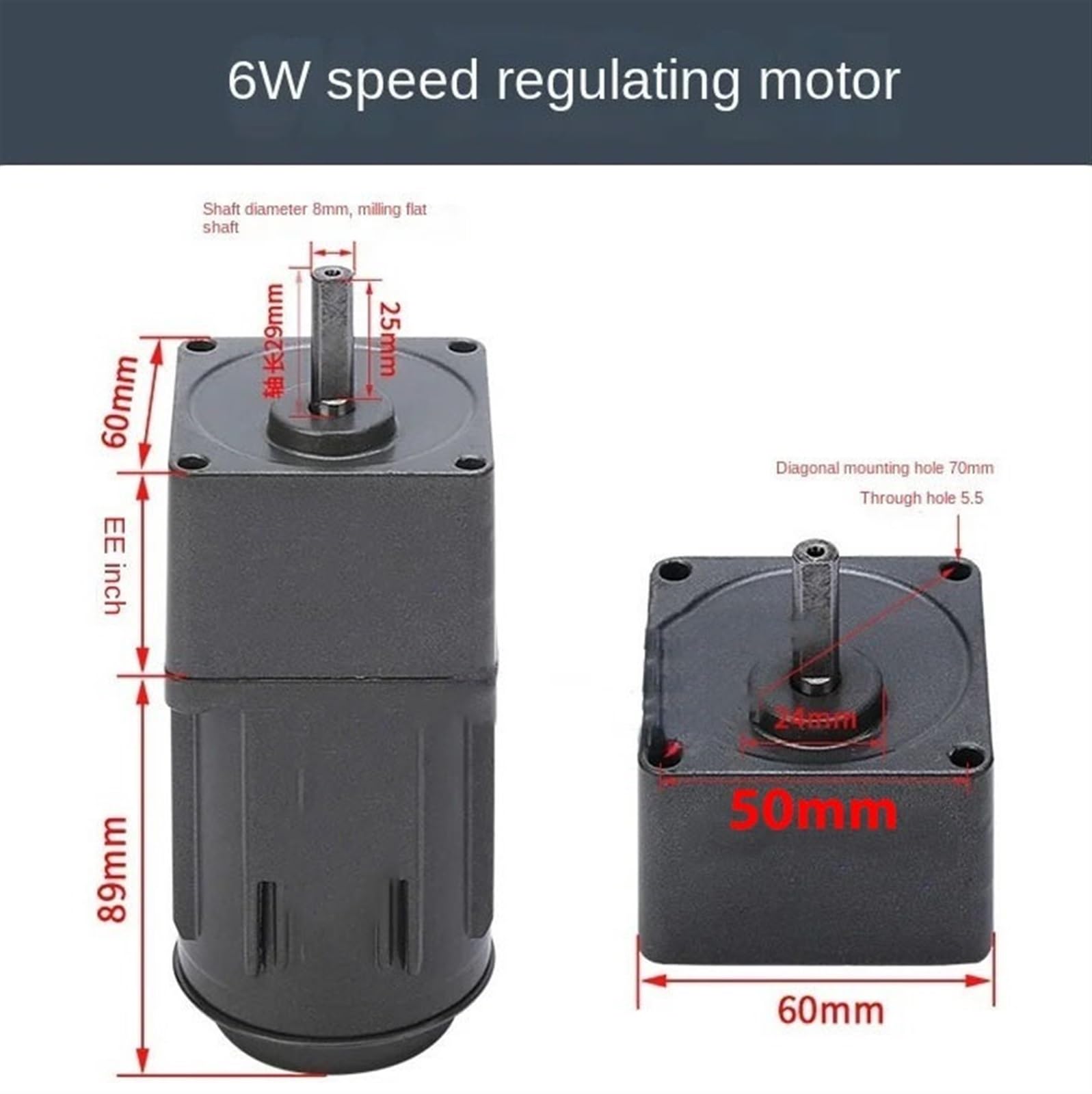 1 motorreductor de control de velocidad 2IK6RGN-C de 6 W, 220 V CA, monofásico, marco de 60 x 60 mm, motor de velocidad ajustable con regulador de velocidad Reducción de par(36K 38RPM)