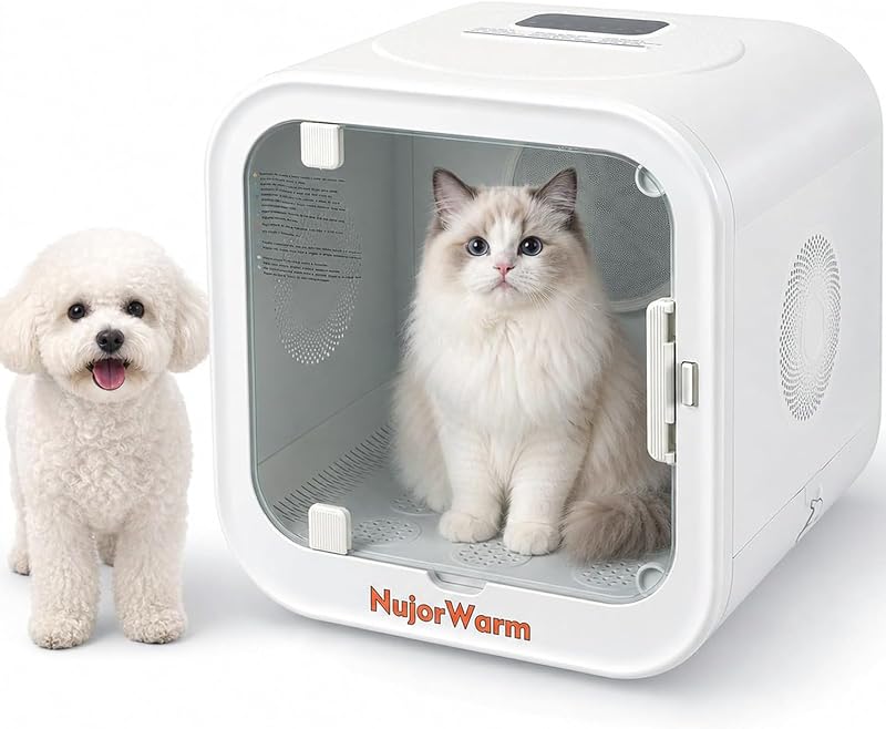 Pet Dryer Box for Cats & Small Dog 360° Hands-Free Cat Drying 60L