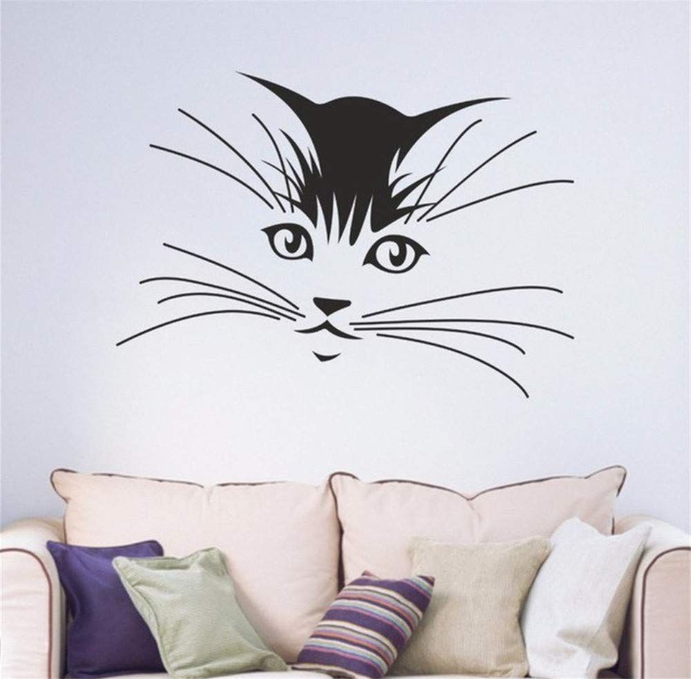 Cat Kitten Whiskers Child Bedroom Living Room Teenager Home Decal Removable Vinyl Art Wall Sticker Car Collant Mural 57 x 80 cm