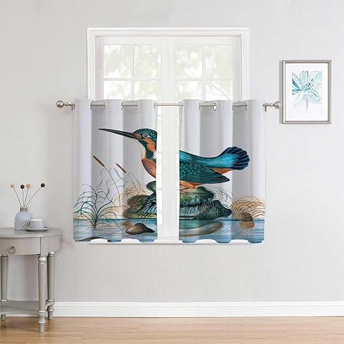 Miniatura 3 de Curtains for Bedroom Common Kingfisher Grommet Short Wall Curtain Cortinas para Ventanas De Cuarto 55Inch Width by 45Inch Length,2 Panels