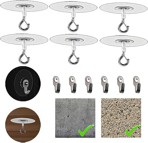 Ganchos de techo adhesivos sin agujeros para palomitas, hormigón texturizado, superficie de pared no lisa, ganchos de techo autoadhesivos sin
