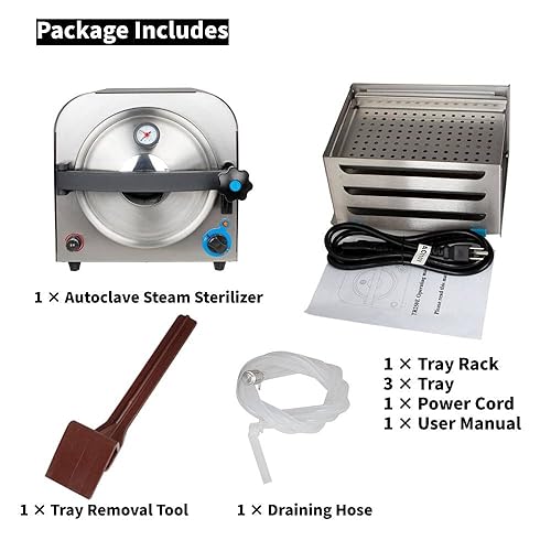 Miniatura 7 de máquina limpia del equipo de la belleza del laboratorio de vapor de la autoclave de 14L 900W con 3 bandejas