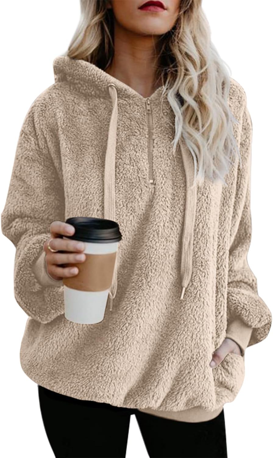 Yanekop Women's Oversized Sherpa Hoodie with Pockets Kenya Ubuy