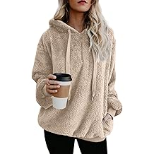 Womens Fuzzy Fleece Pullover Oversized Sherpa Jacket Half Zip Pullover Sweaters Winter Faux Fur Jacket Coat