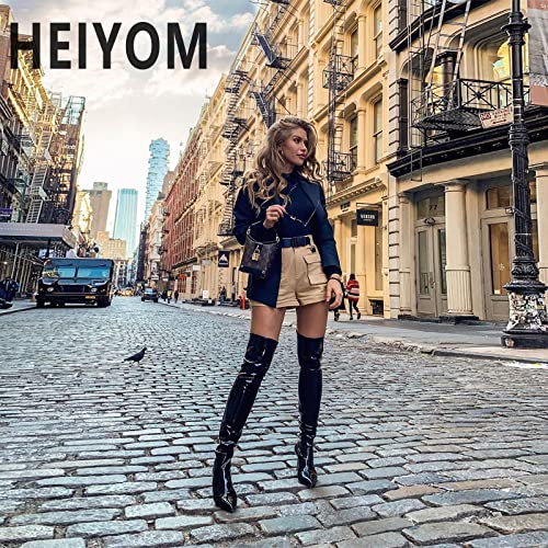 Women's Thigh High Boots Over The Knee Boot Sexy Pointed Toe Chunky Heels Boots Zipper Lace Up Long Boots2