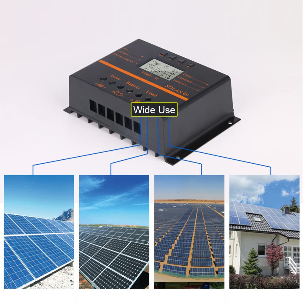 Regolatore di carica solare PWM 80A Regolatore di scarica della carica della batteria del pannello solare LCD autoadattante 12V/24V con compensazione della temperatura dell'uscita USB 5V