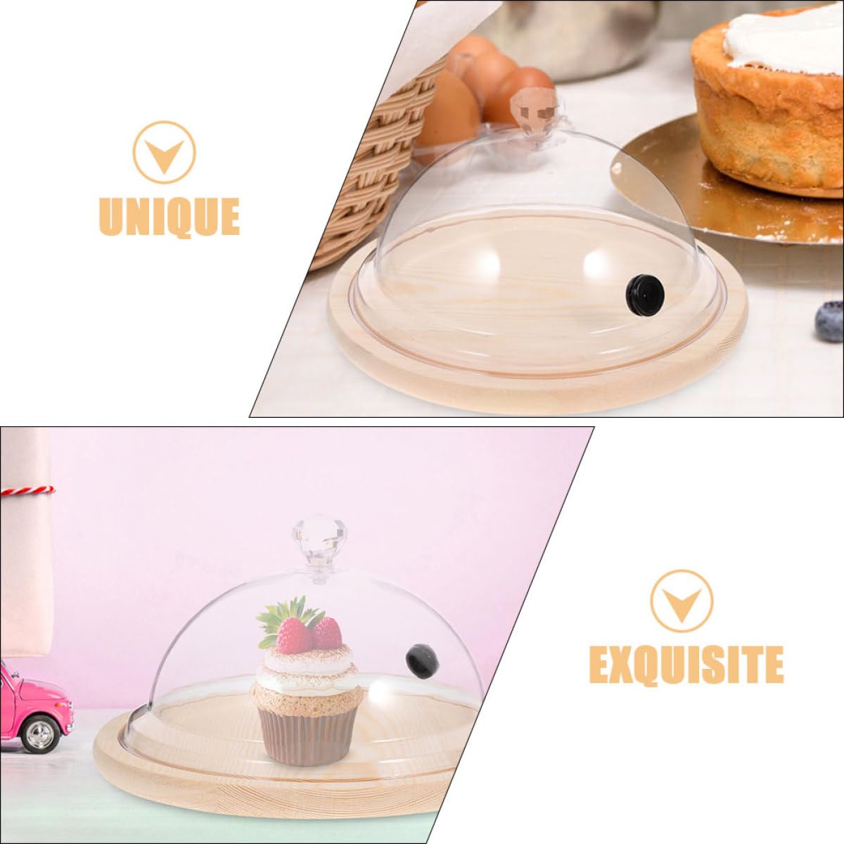 Räucherglocke 26cm Klare Kunststoffkuppel für Haushalts Kuchenformdeckel und Präsentationsschale mit Wiederverwendbarer Abdeckung für Torten und Desserts