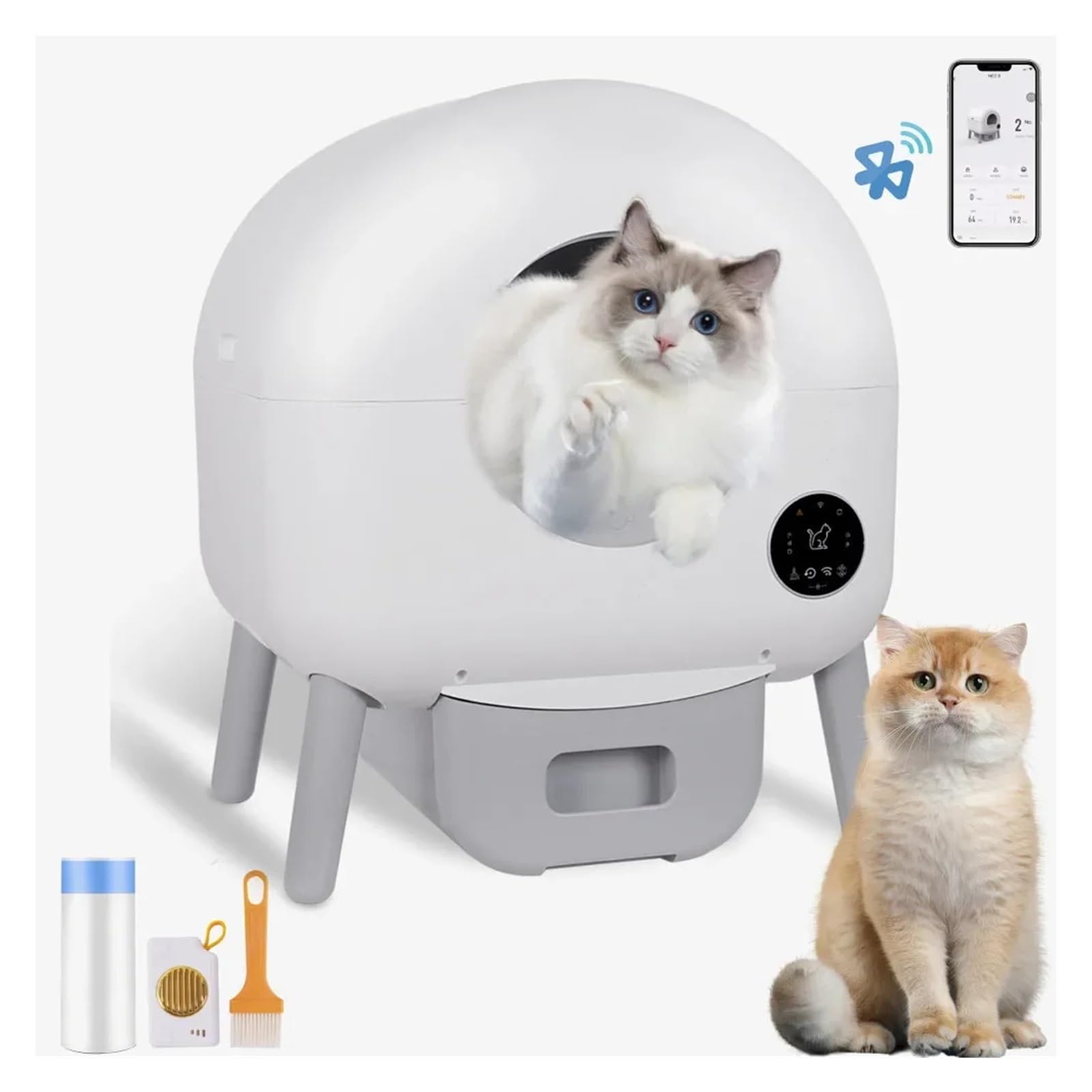 Lettiera autopulente - può Essere utilizzata da Gatti 2, a 23 libbre, lettiera Automatica for 100 Litri, agglomerante, Controllo Tramite App