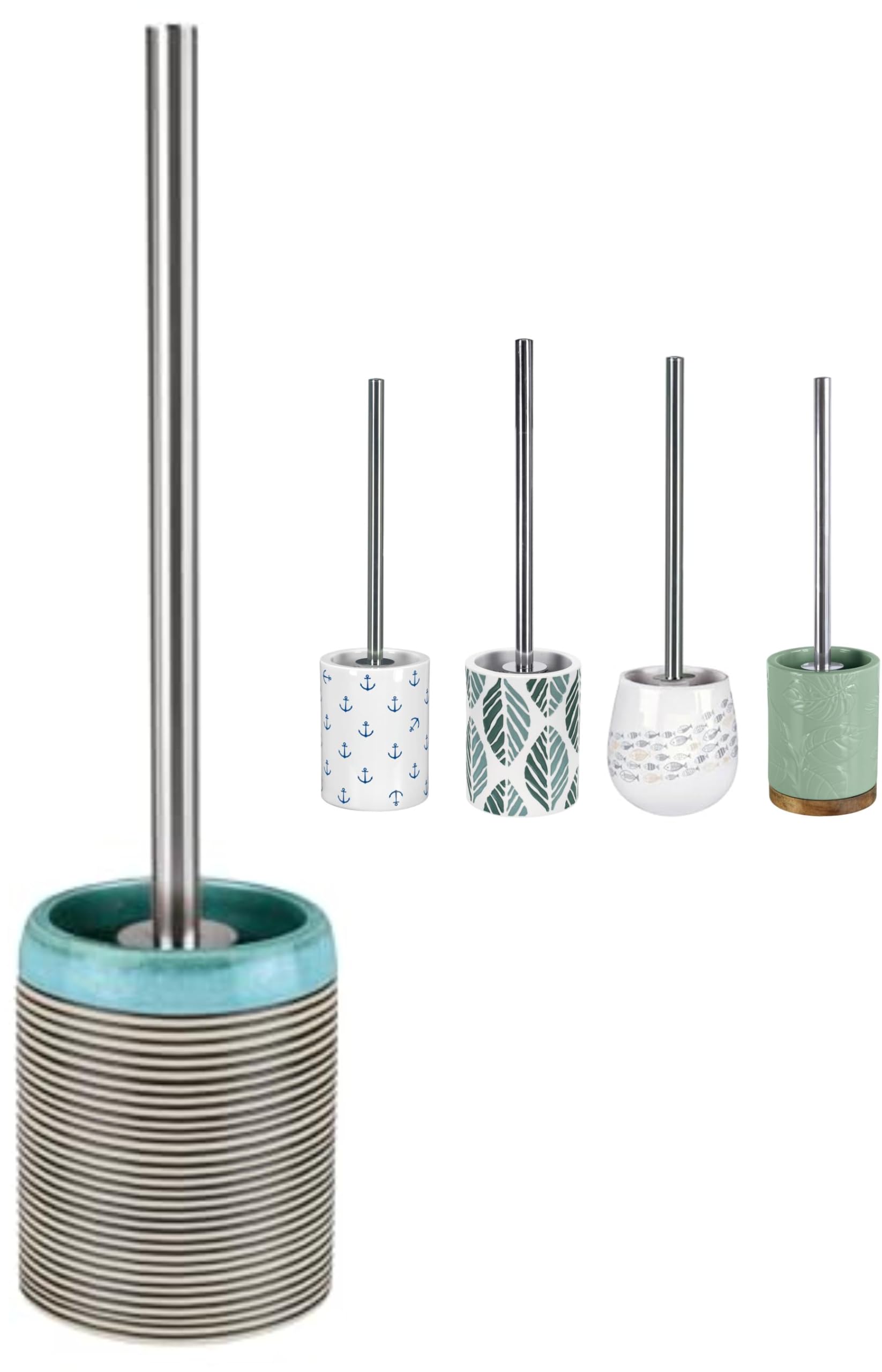 KW Pottery Ceramic Toilet Brush and Holder (Okappi Blue)