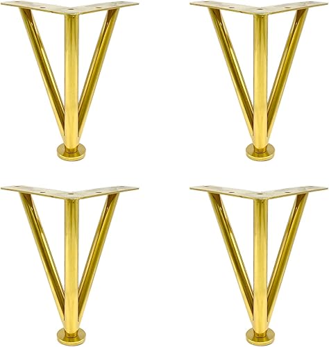 Miniatura 1 de Patas modernas de horquilla doradas, patas ajustables de metal para muebles de acero inoxidable, patas de gabinete de cocina y baño, patas de