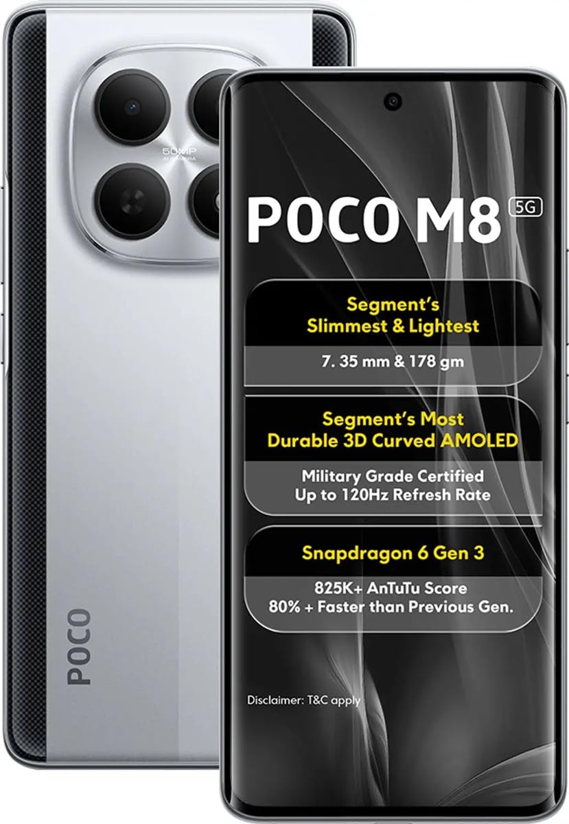 Poco M8 5G Frost Silver 8GB RAM 128GB ROM : Amazon.in: Electronics